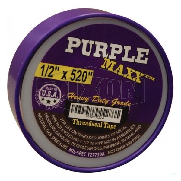 Heavy Duty Thread Seal Tape, 1429 L x 1 W in x 3.5 mil THK, PTFE, Domestic